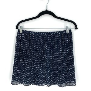 Madewell Navy Blue Pleated Polka Dot Mini Skirt Size 2 Flowy Breezy Preppy Skirt